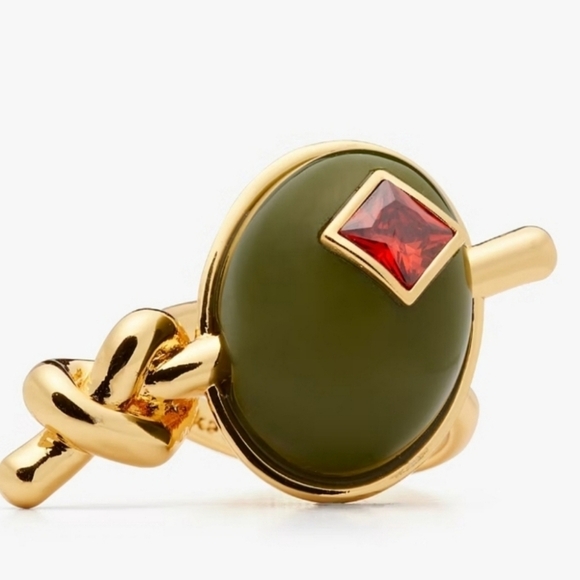 🫒 🔹️Kate Spade Shaken Or Stirred Statement Olive Ring (MSRP $148) Size 6 7 🫒 - Picture 1 of 5